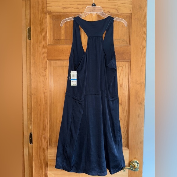 Bar III WOMENS NAVY BLUE BUTTON UP RAZOR BACK SLEEVELESS DRESS size XL NWT - Picture 2 of 4